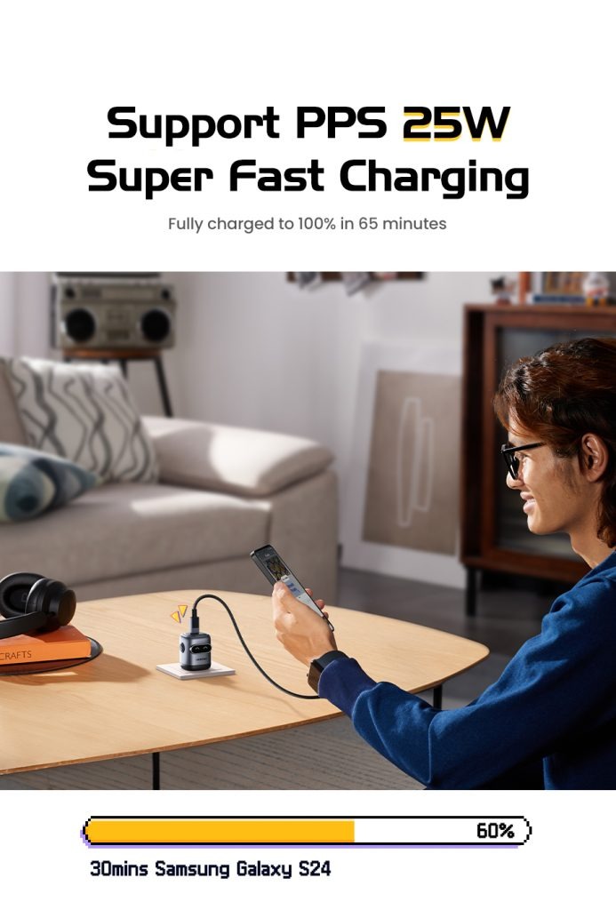 Sạc điện thoại 1 cổng USB-C GaN 30W màu đen xám tạo hình robot Ugreen 45004 X662 Sạc điện thoại 1 cổng USB-C GaN 30W màu đen xám tạo hình robot Ugreen 45004 X662