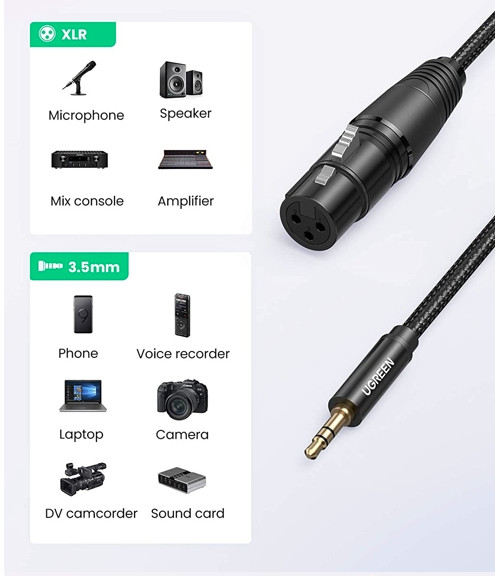 Cáp âm thanh 3.5mm sang Canon (XLR) dài 2m Ugreen 20244 Cáp âm thanh 3.5mm sang Canon (XLR) dài 2m Ugreen 20244