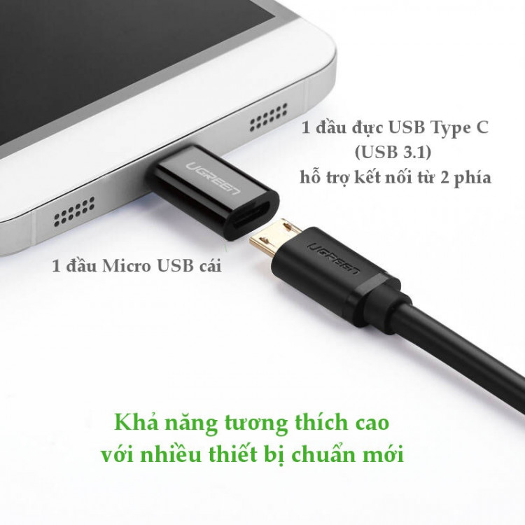Đầu chuyển USB Type C to Micro USB Ugreen 30391 Đầu chuyển USB Type C to Micro USB Ugreen 30391