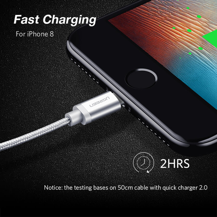 Cáp sạc USB Lightning 1m Ugreen 30584 cho IPhone Cáp sạc USB Lightning 1m Ugreen 30584 cho IPhone