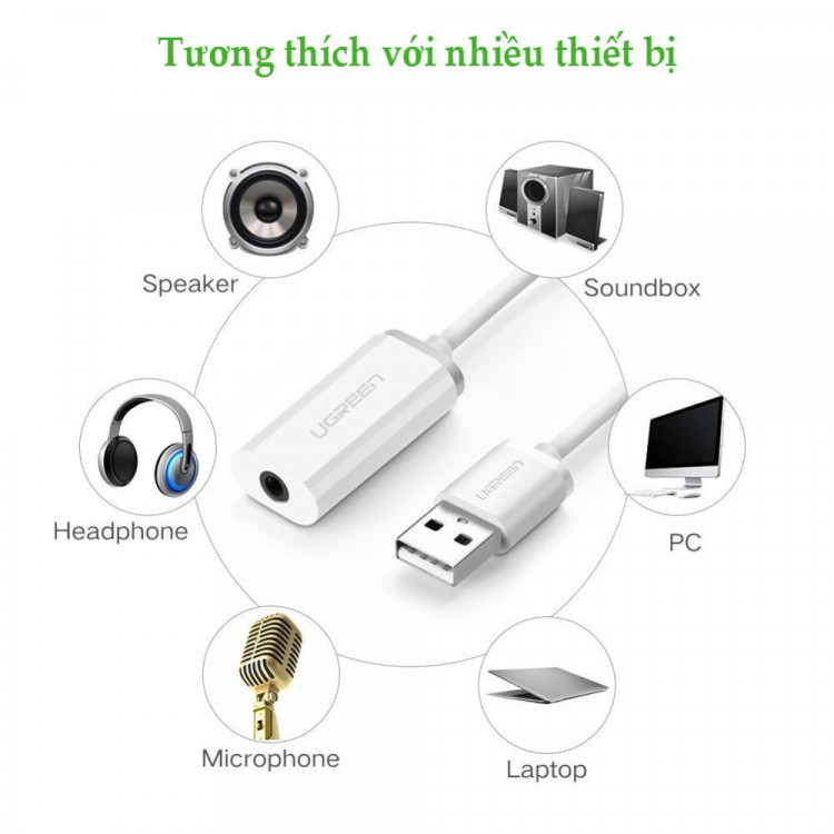 Cáp chuyển USB 2.0 to 3.5mm Ugreen 30712 Cáp chuyển USB 2.0 to 3.5mm Ugreen 30712