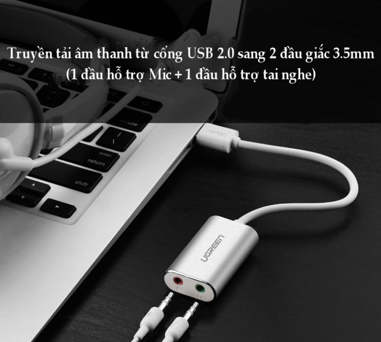 Cáp chuyển USB 2.0 to 3.5mm Ugreen 30801 Cáp chuyển USB 2.0 to 3.5mm Ugreen 30801