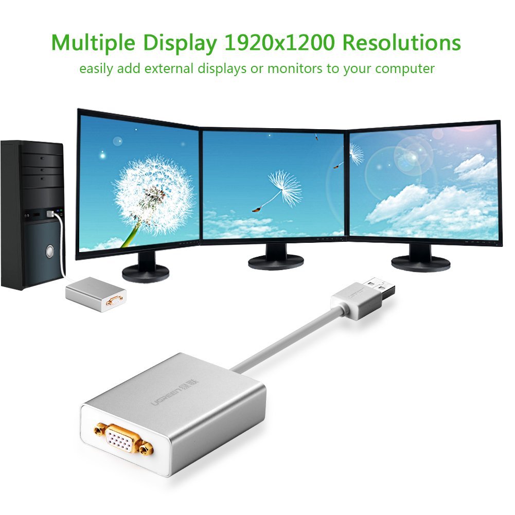 Cáp chuyển USB 2.0 sang VGA Ugreen 40244 Cáp chuyển USB 2.0 sang VGA Ugreen 40244