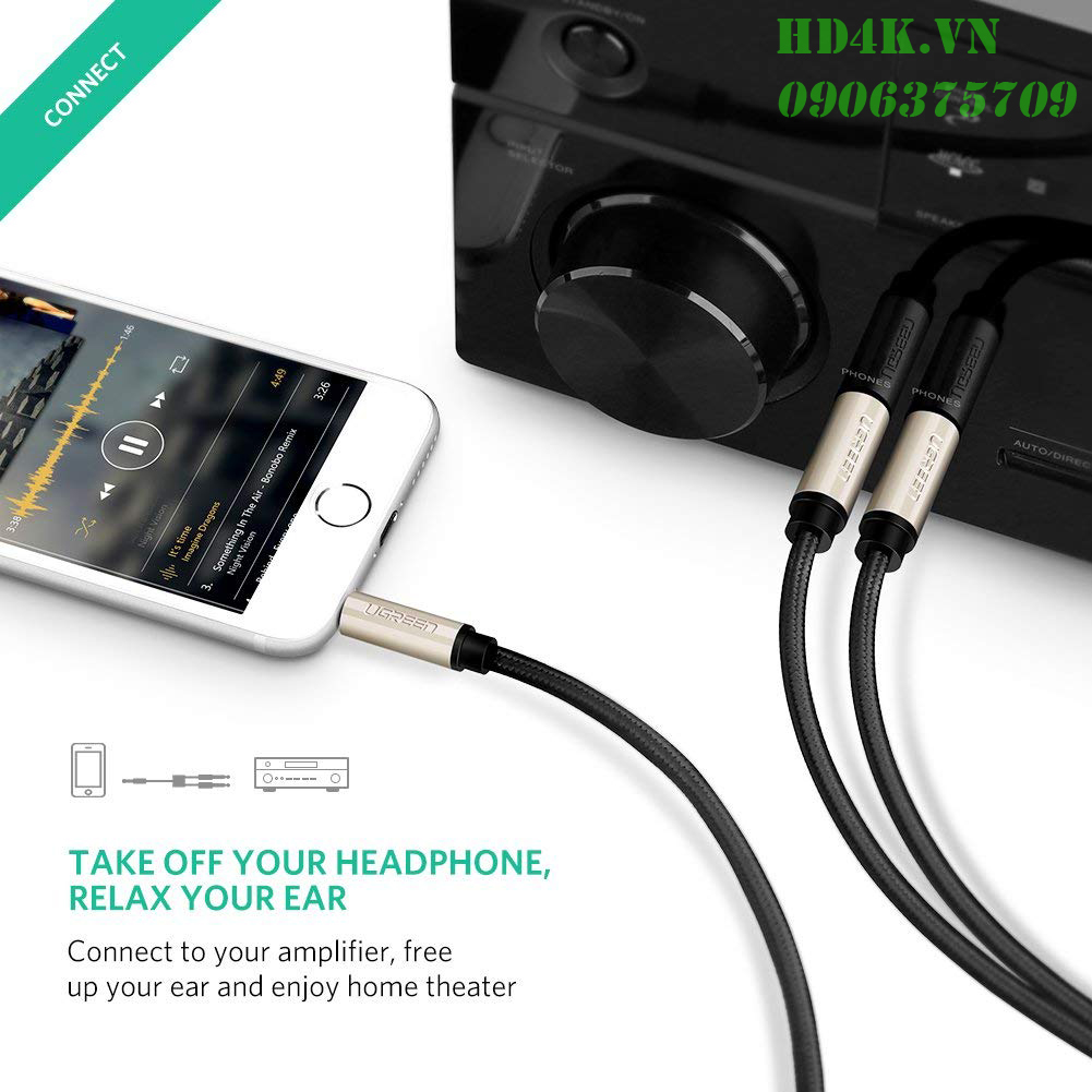 Cáp âm thanh 3.5mm to 2 x 6.5mm dài 3m Ugreen 40793 Cáp âm thanh 3.5mm to 6.5mm dài 3m Ugreen 40793