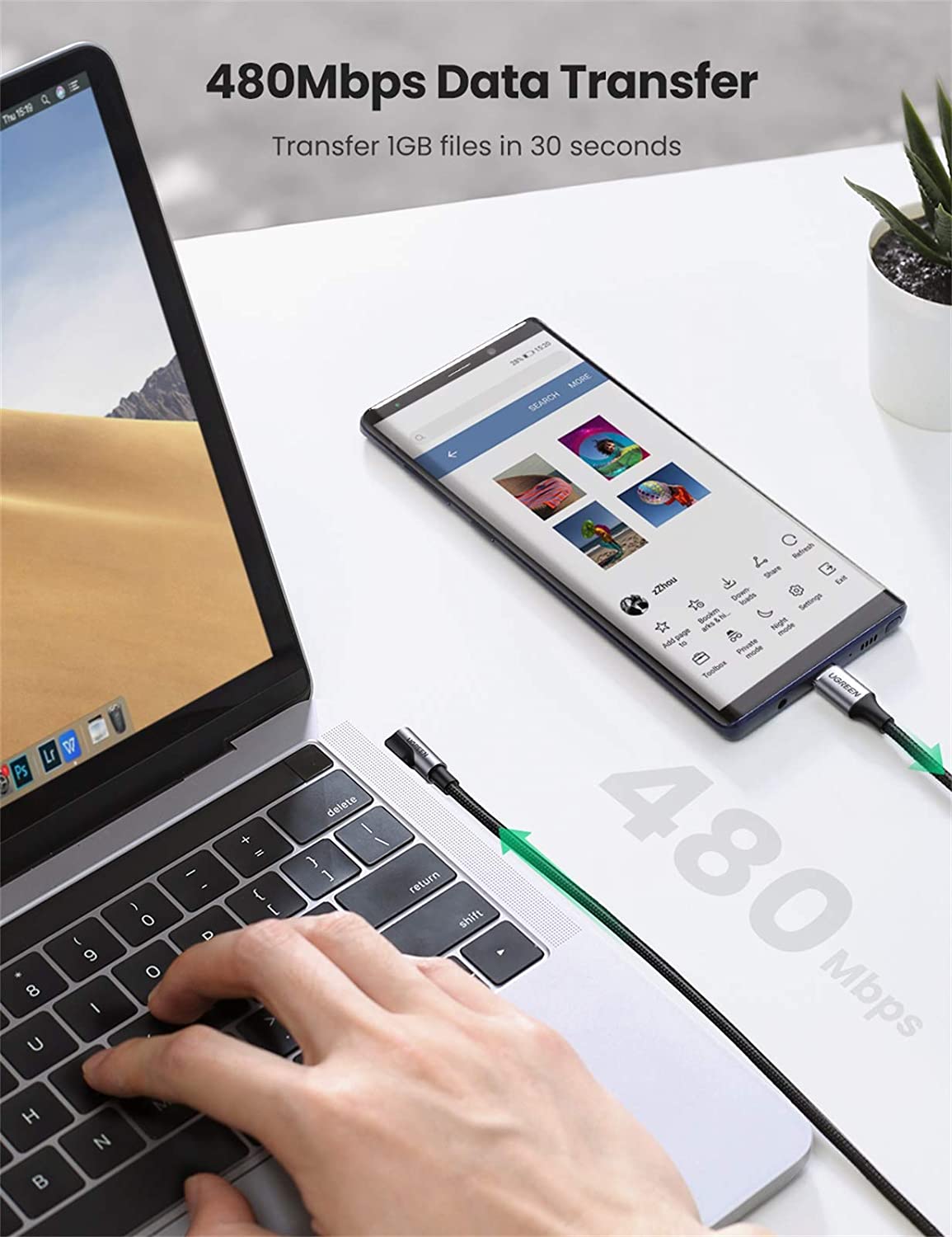 Cáp sạc Type C bẻ góc 90 dài 1m Ugreen 50213 Cáp sạc Type C bẻ góc 90 dài 1m Ugreen 50213