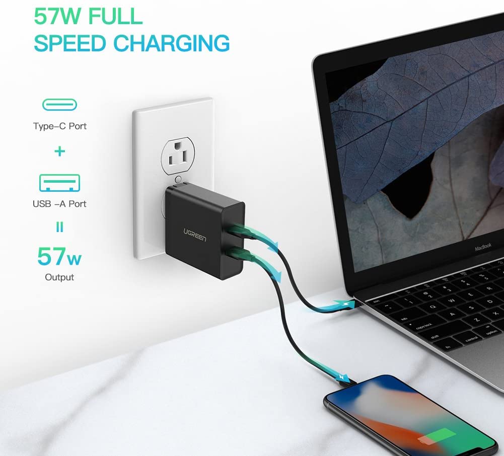 Củ sạc 2 cổng Type C và USB Ugreen 50457 Củ sạc 2 cổng Type C và USB Ugreen 50457