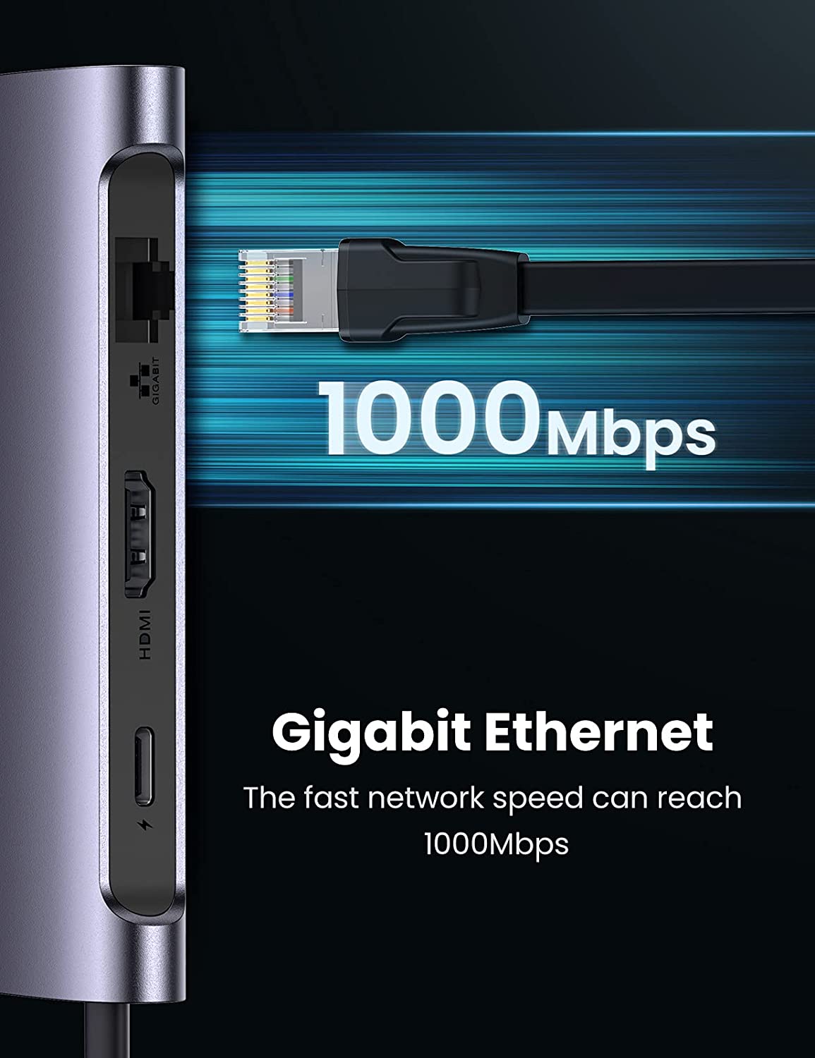 Bộ chuyển Type-C to HDMI + Lan + USB 3.0 + SD/TF + PD Type-C 100W Ugreen 50852 Bộ chuyển Type-C to HDMI + Lan + USB 3.0 + SD/TF + PD Type-C 100W Ugreen 50852