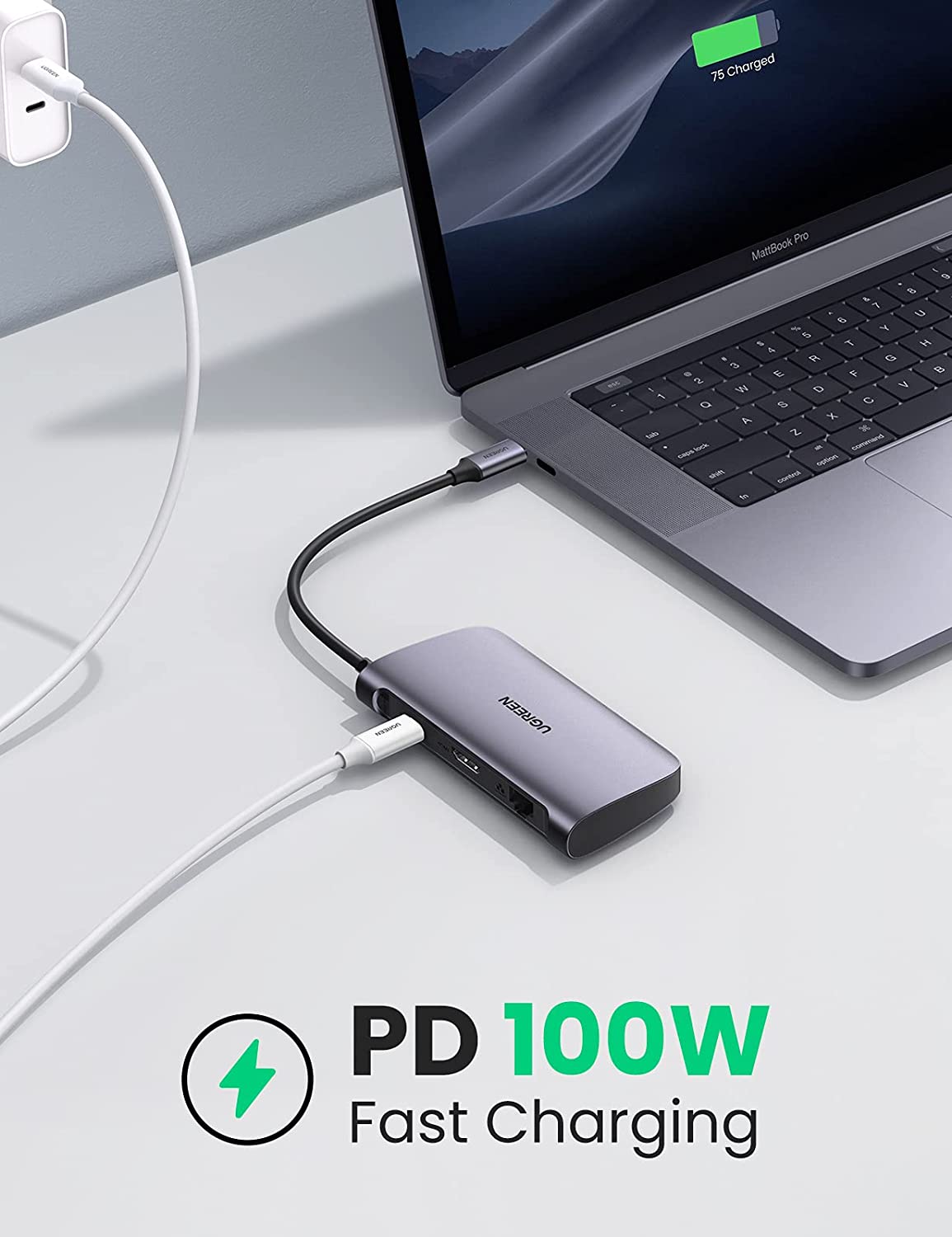 Bộ chuyển Type-C to HDMI + Lan + USB 3.0 + SD/TF + PD Type-C 100W Ugreen 50852 Bộ chuyển Type-C to HDMI + Lan + USB 3.0 + SD/TF + PD Type-C 100W Ugreen 50852