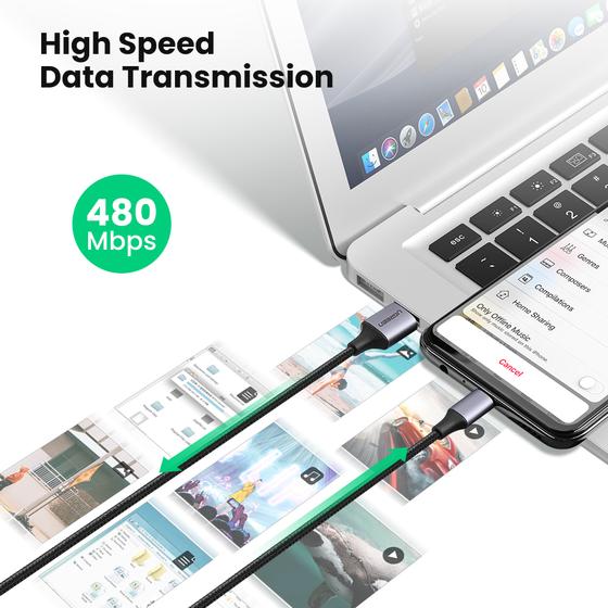 Cáp USB 2.0 sang micro USB màu đen vỏ nhôm dài 1.5M Ugreen 60147 Cáp USB 2.0 sang micro USB màu đen vỏ nhôm dài 1.5M Ugreen 60147