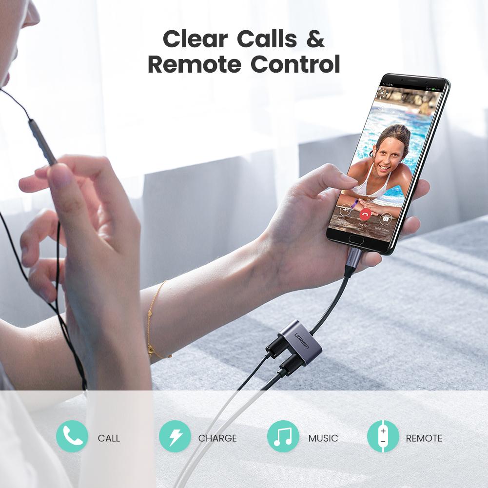 Cáp chuyển Type-C Sang 3.5mm + PD 30W Ugreen 60165 Cáp chuyển Type-C Sang 3.5mm + PD 30W Ugreen 60165