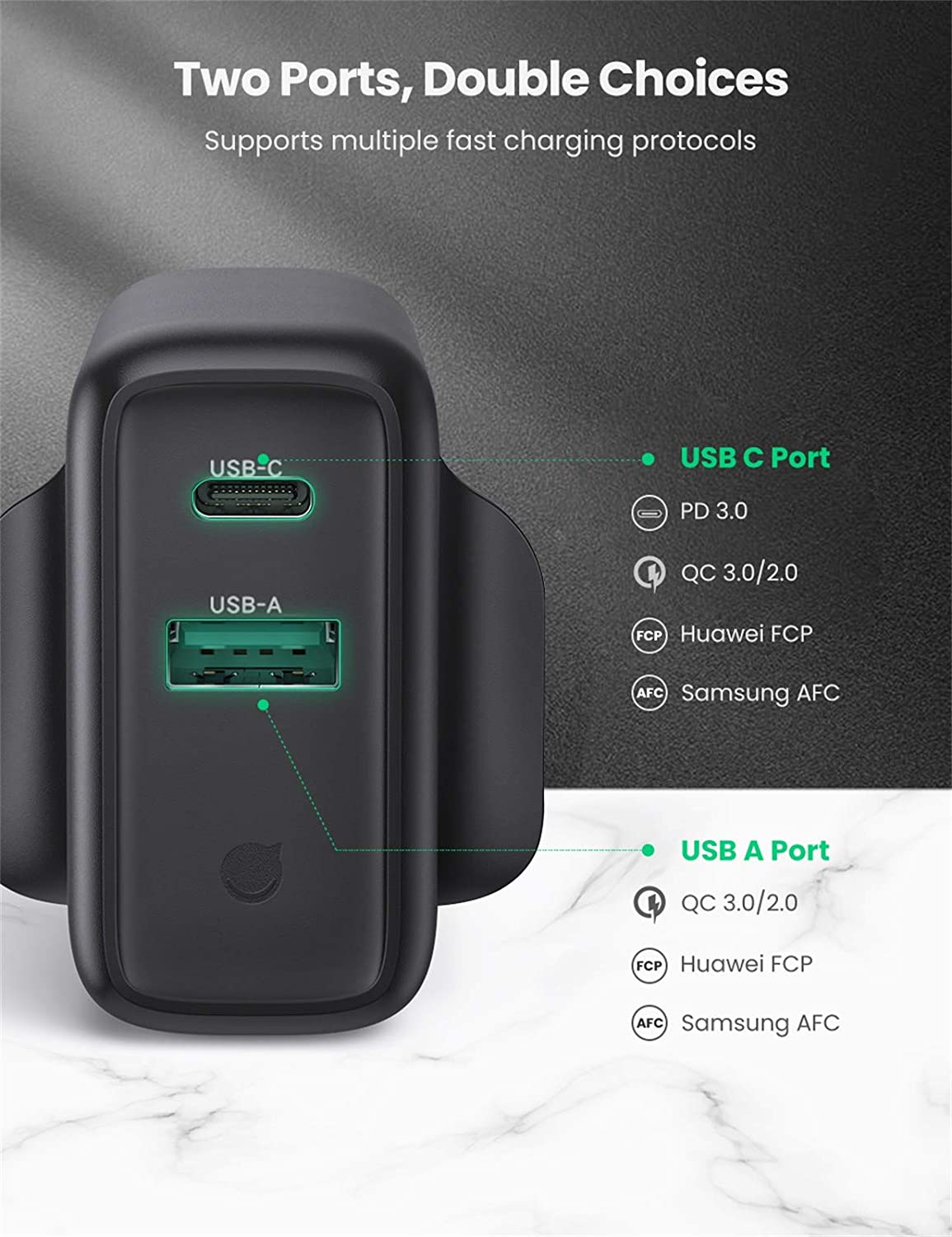 Củ sạc Type C + USB - A 36W Ugreen 60469 Củ sạc Type C + USB - A 36W Ugreen 60469