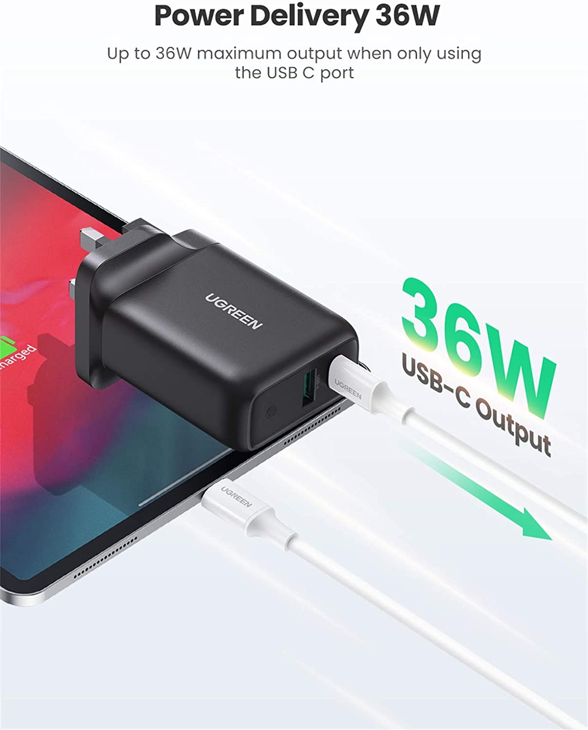 Củ sạc Type C + USB - A 36W Ugreen 60469 Củ sạc Type C + USB - A 36W Ugreen 60469