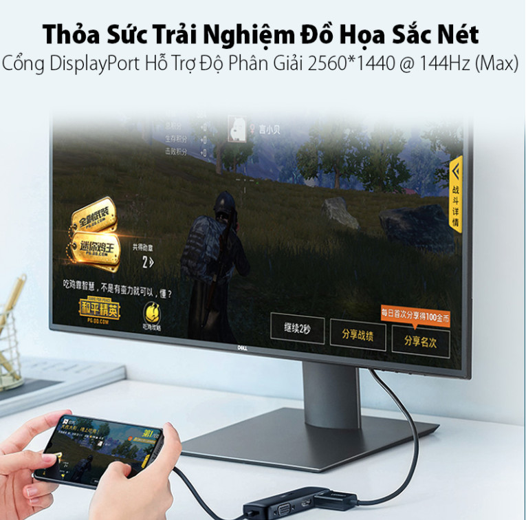 Cáp chuyển Type C to HDMI + VGA + Displayport Ugreen 60568 Cáp chuyển Type C to HDMI + VGA + Displayport Ugreen 60568