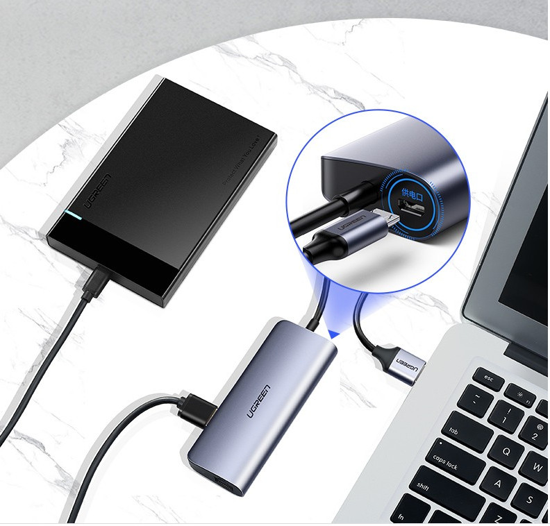 Bộ chia USB 3.0 ra 3 cổng USB 3.0 + Lan 1000Mbps Ugreen 60719 Bộ chia USB 3.0 ra 3 cổng USB 3.0 + Lan 1000Mbps Ugreen 60719