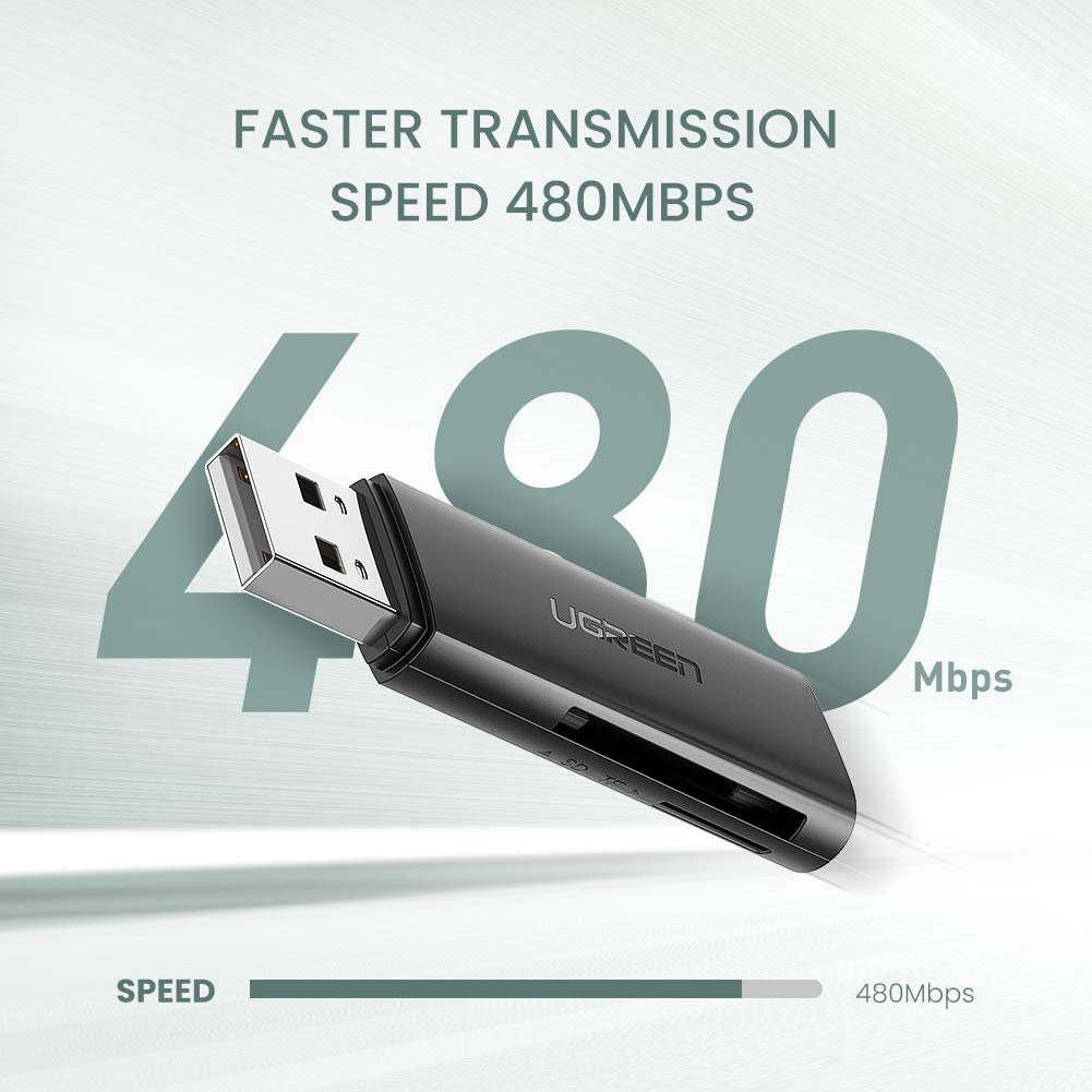 Đầu đọc thẻ USB 2.0 hỗ trợ SD/TF Ugreen 60721 Đầu đọc thẻ USB 2.0 hỗ trợ SD/TF Ugreen 60721
