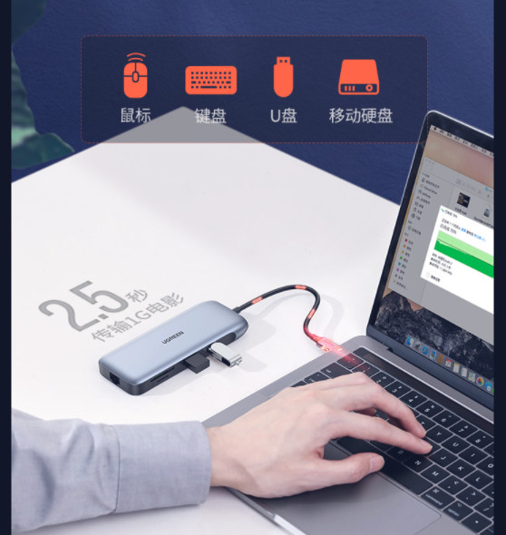 Bộ chuyển Type C to HDMI + VGA + DP + USB 3.0 + Card Reader + Type C Ugreen 70301 Bộ chuyển Type C to HDMI + VGA + DP + USB 3.0 + Card Reader + Type C Ugreen 70301