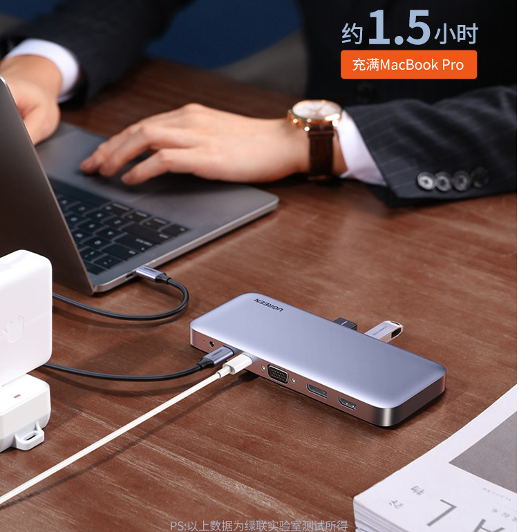 Bộ chuyển Type C to HDMI + VGA + DP + USB 3.0 + Card Reader + Type C Ugreen 70305 Bộ chuyển Type C to HDMI + VGA + DP + USB 3.0 + Card Reader + Type C Ugreen 70305