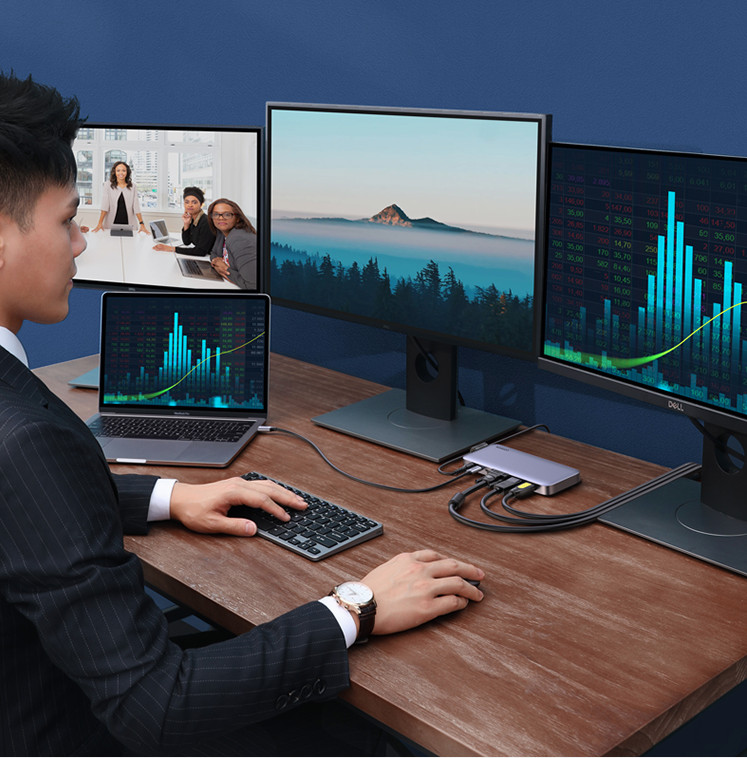 Bộ chuyển Type C to HDMI + VGA + DP + USB 3.0 + Card Reader + Type C Ugreen 70305 Bộ chuyển Type C to HDMI + VGA + DP + USB 3.0 + Card Reader + Type C Ugreen 70305