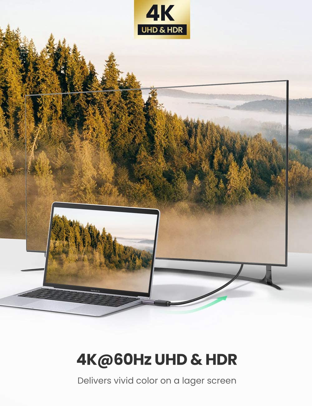 Cáp chuyển USB Type C sang HDMI 4k@60Hz Ugreen 70450 Cáp chuyển USB Type C sang HDMI 4k@60Hz Ugreen 70450