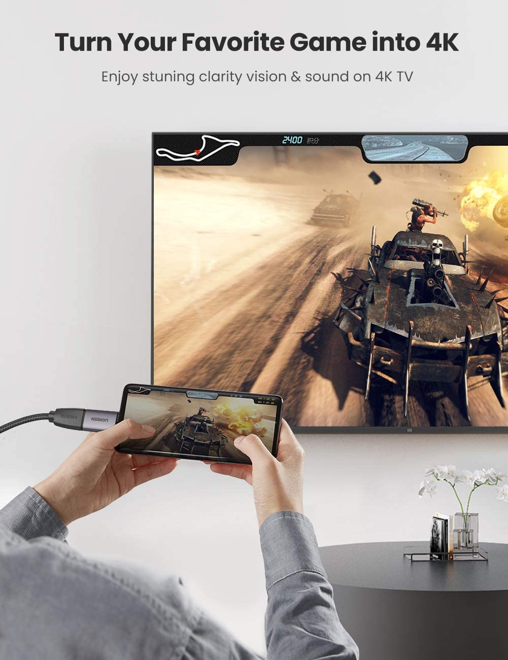 Cáp chuyển USB Type C sang HDMI 4k@60Hz Ugreen 70450 Cáp chuyển USB Type C sang HDMI 4k@60Hz Ugreen 70450