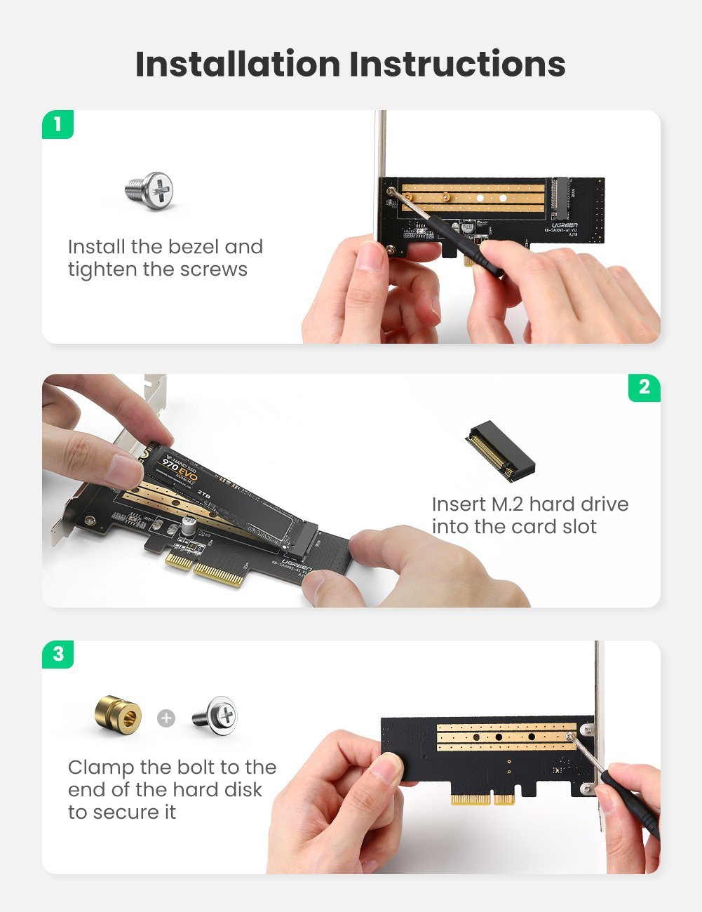 Card chuyển đổi SSD NVMe M.2 PCIe 2280 to PCI-E 3.0 4X Ugreen 70503 Card chuyển đổi SSD NVMe M.2 PCIe 2280 to PCI-E 3.0 4X Ugreen 70503