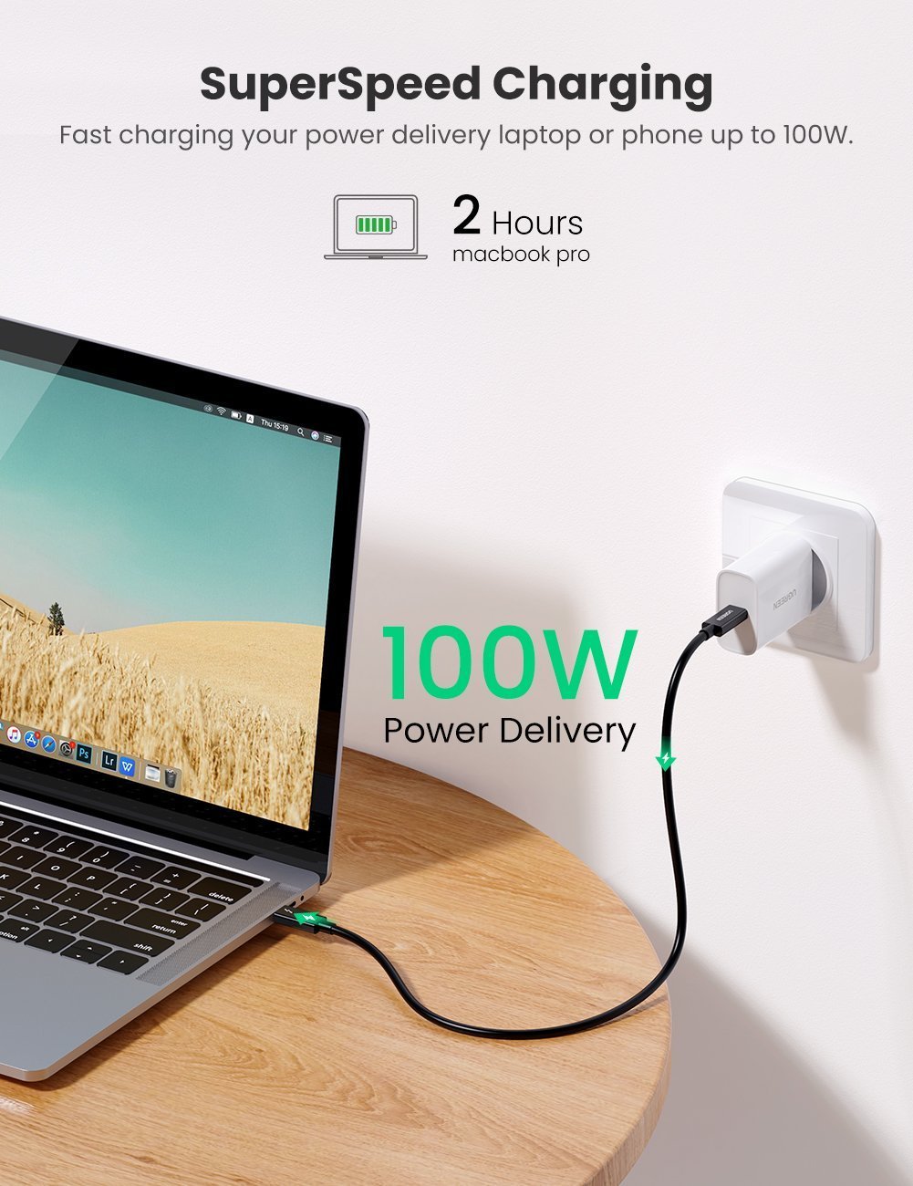 Cáp thunderbolt 3 dài 2m Ugreen 70952 Cáp thunderbolt 3 dài 2m Ugreen 70952