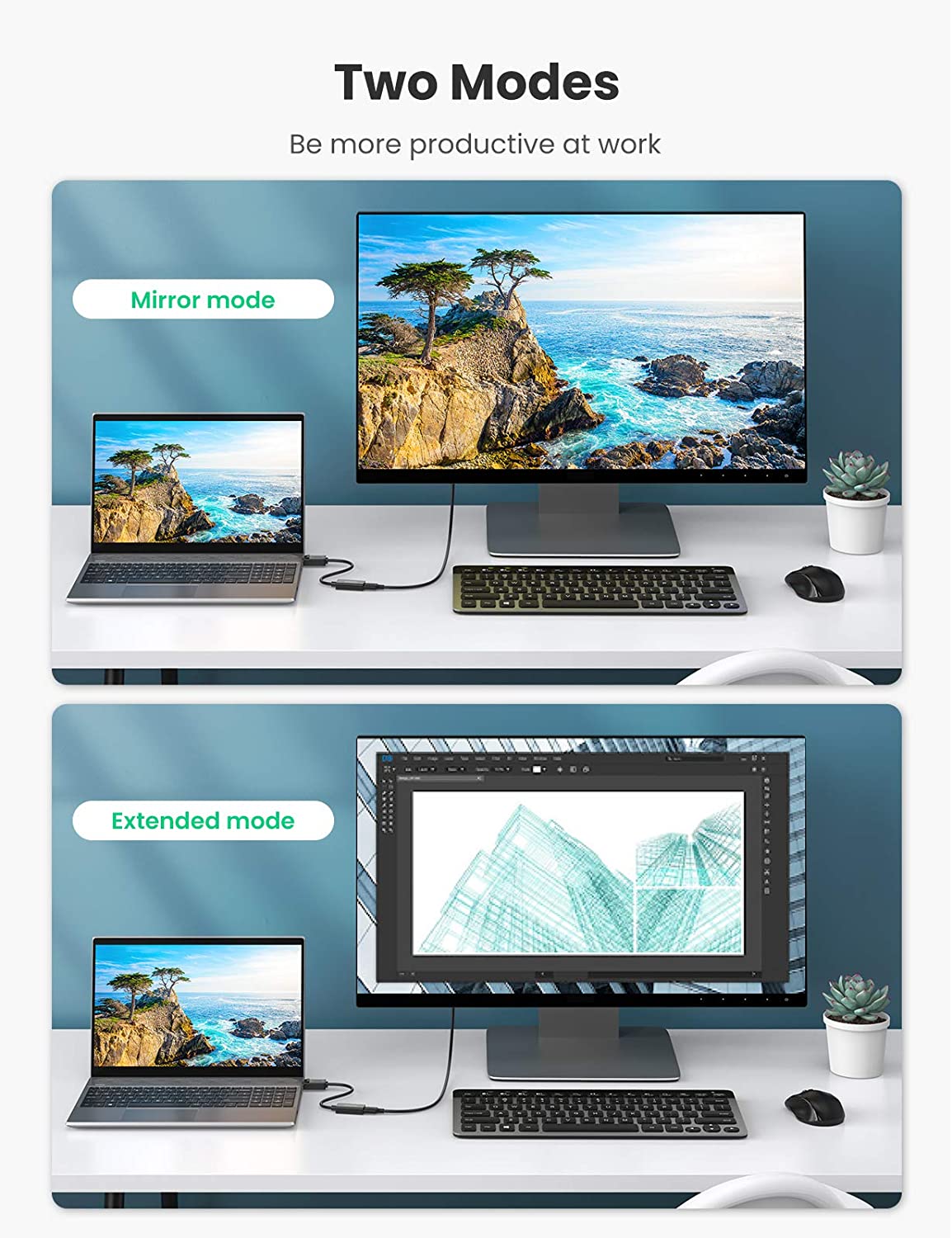 Cáp chuyển Displayport to HDMI hỗ trợ 4K@60 Ugreen 70694 Cáp chuyển Displayport to HDMI hỗ trợ 4K@60 Ugreen 70694