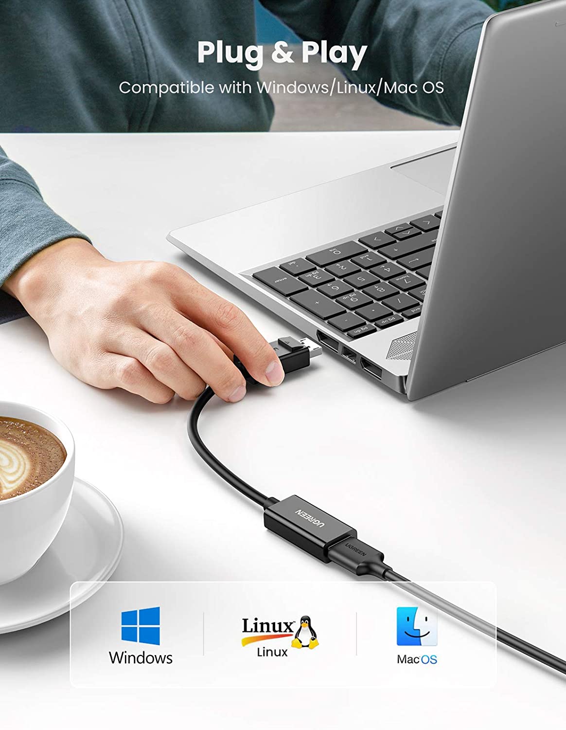 Cáp chuyển Displayport to HDMI hỗ trợ 4K@60 Ugreen 70694 Cáp chuyển Displayport to HDMI hỗ trợ 4K@60 Ugreen 70694