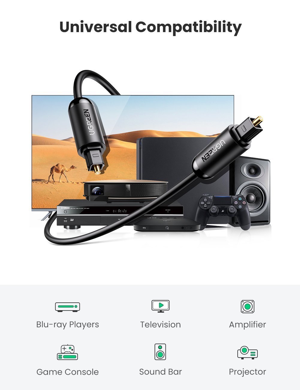 Cáp âm thanh quang dài 3m (Toslink Optical) Ugreen 70893 Cáp âm thanh quang dài 3m (Toslink Optical) Ugreen 70893