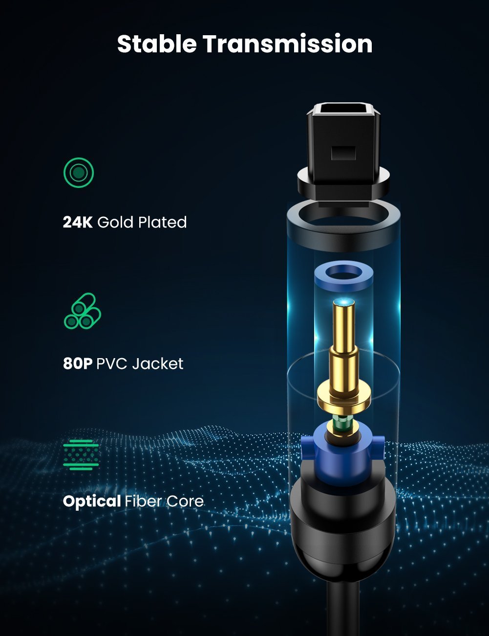 Cáp âm thanh quang dài 3m (Toslink Optical) Ugreen 70893 Cáp âm thanh quang dài 3m (Toslink Optical) Ugreen 70893