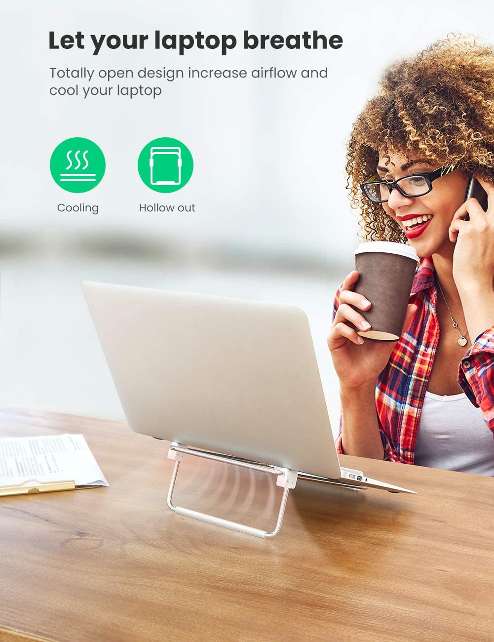 Giá đỡ laptop màu bạc Ugreen 80348 Giá đỡ laptop màu bạc Ugreen 80348