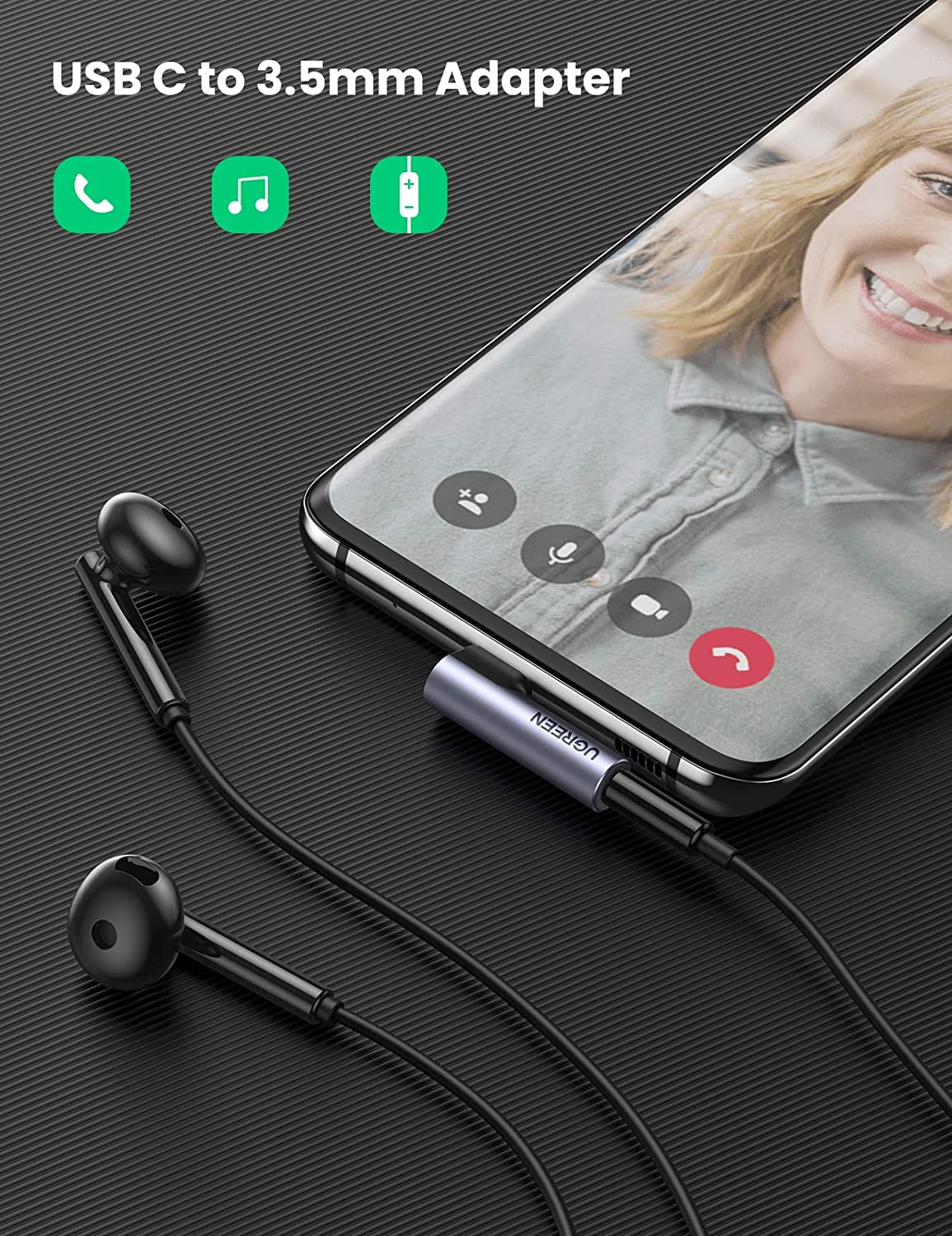 Cáp chuyển USB Type C to 3.5mm Ugreen 80384 Cáp chuyển USB Type C to 3.5mm Ugreen 80384