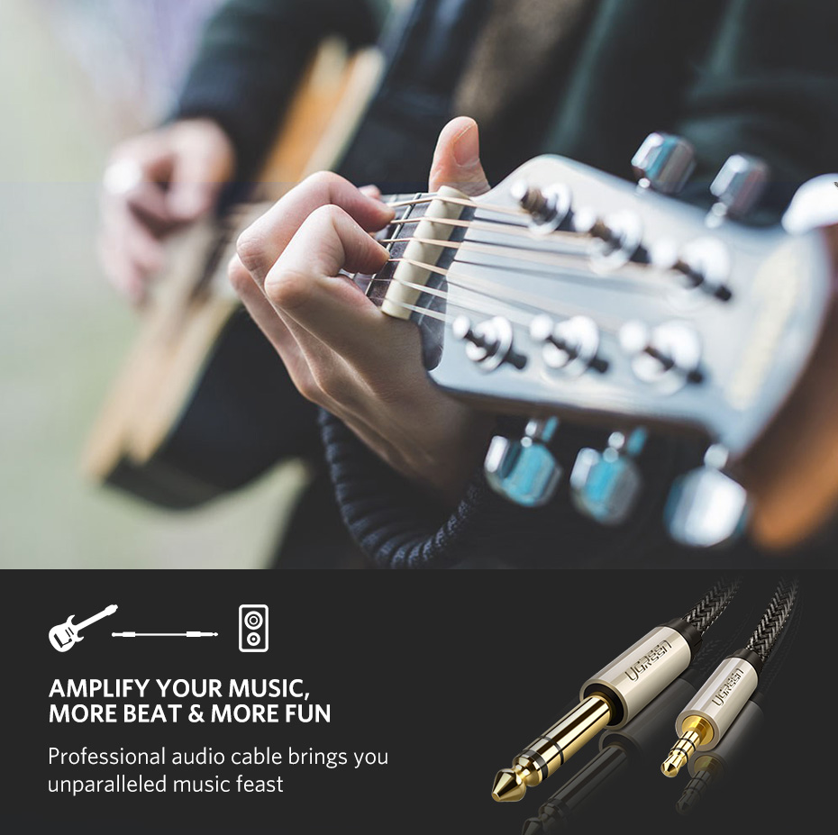 Cáp âm thanh 3.5mm to 6.5mm dài 3m Ugreen 10629 Cáp âm thanh 3.5mm to 6.5mm dài 3m Ugreen 10629