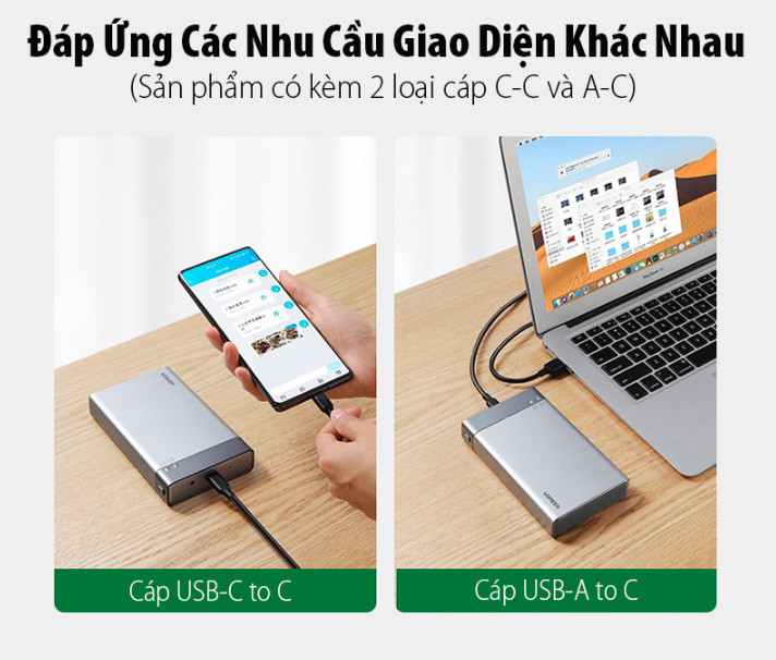 Box đọc ổ cứng 2.5 Dual Ugreen 80857 Box đọc ổ cứng 2.5 Dual Ugreen 80857
