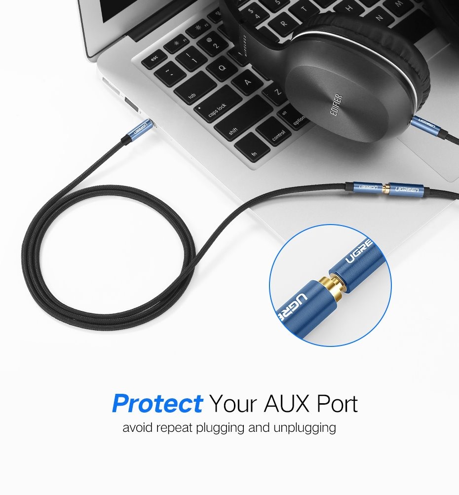 Cáp âm thanh nối dài 3.5mm 3 khấc dài 2M Ugreen 40675 Cáp âm thanh nối dài 3.5mm 3 khấc dài 2M Ugreen 40675