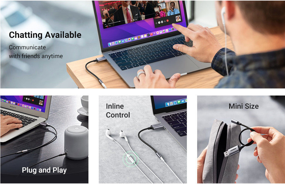 Cáp chuyển USB 2.0 to 3.5mm (mic+loa) Ugreen 30757 Cáp chuyển USB 2.0 to 3.5mm (mic+loa) Ugreen 30757