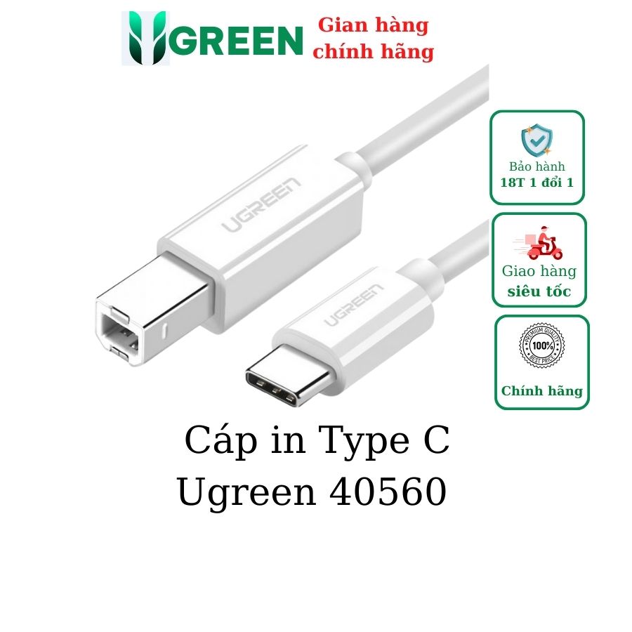 Cáp máy in USB Type C dài 1m Ugreen 40560