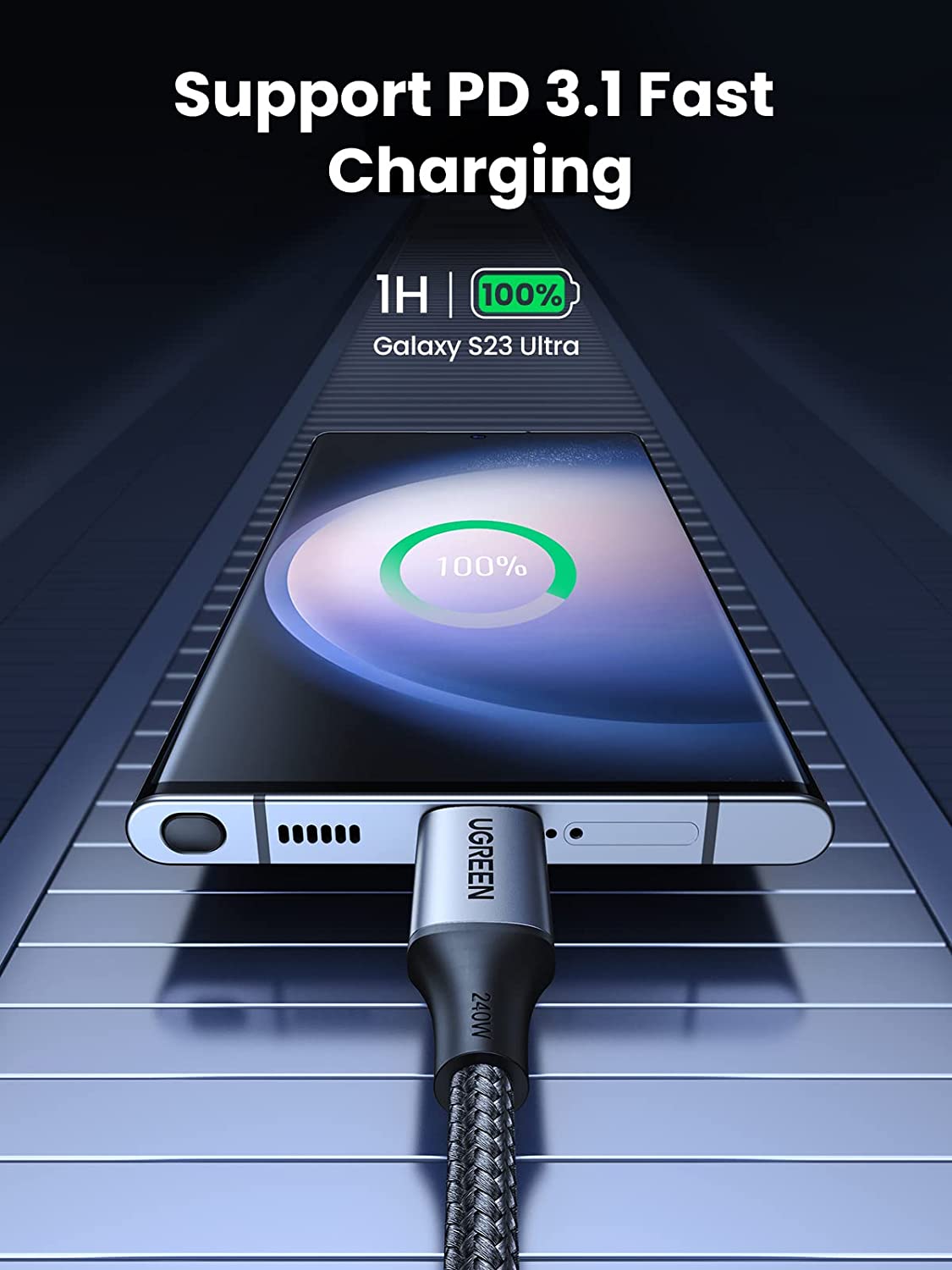 Cáp sạc nhanh Type C PD3.1 240W Ugreen 90440 Cáp sạc nhanh Type C PD3.1 240W Ugreen 90440