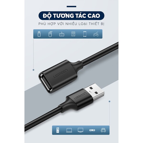 Cáp nối dài USB 2.0 0.5m Ugreen 10313 Cáp nối dài USB 2.0 0.5m Ugreen 10313