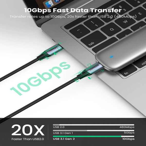 Cáp USB Type-C 3.1 Gen2 dài 1M tốc độ 10Gbps, hỗ trợ 4K, PD 100W Ugreen 80150 Cáp USB Type-C 3.1 Gen2 dài 1M tốc độ 10Gbps, hỗ trợ 4K, PD 100W Ugreen 80150
