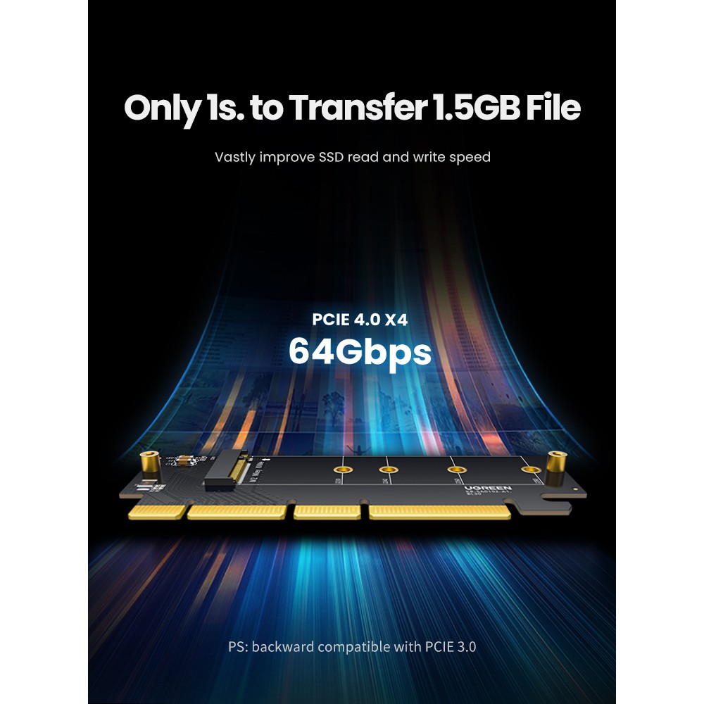 Card chuyển đổi SSD NVMe M.2 PCIe 2280 to PCI-E 3.0 4X Ugreen 70504 Card chuyển đổi SSD NVMe M.2 PCIe 2280 to PCI-E 3.0 4X Ugreen 70504