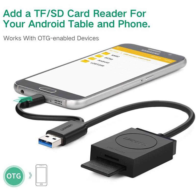 Đầu đọc thẻ USB 3.0 Card Reader Hỗ trợ thẻ TF và SD Ugreen 20203