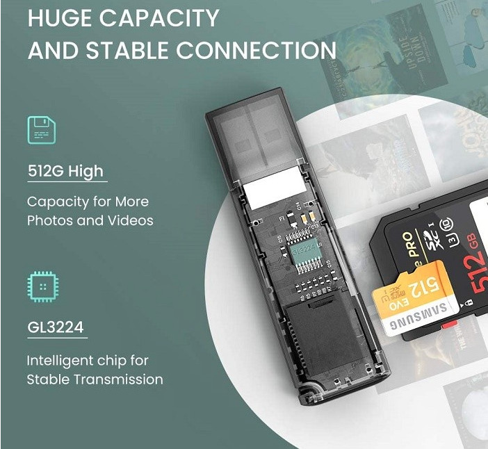 Đầu đọc thẻ SD/TF chuẩn USB 3.0 Ugreen 60722 Đầu đọc thẻ SD/TF chuẩn USB 3.0 Ugreen 60722