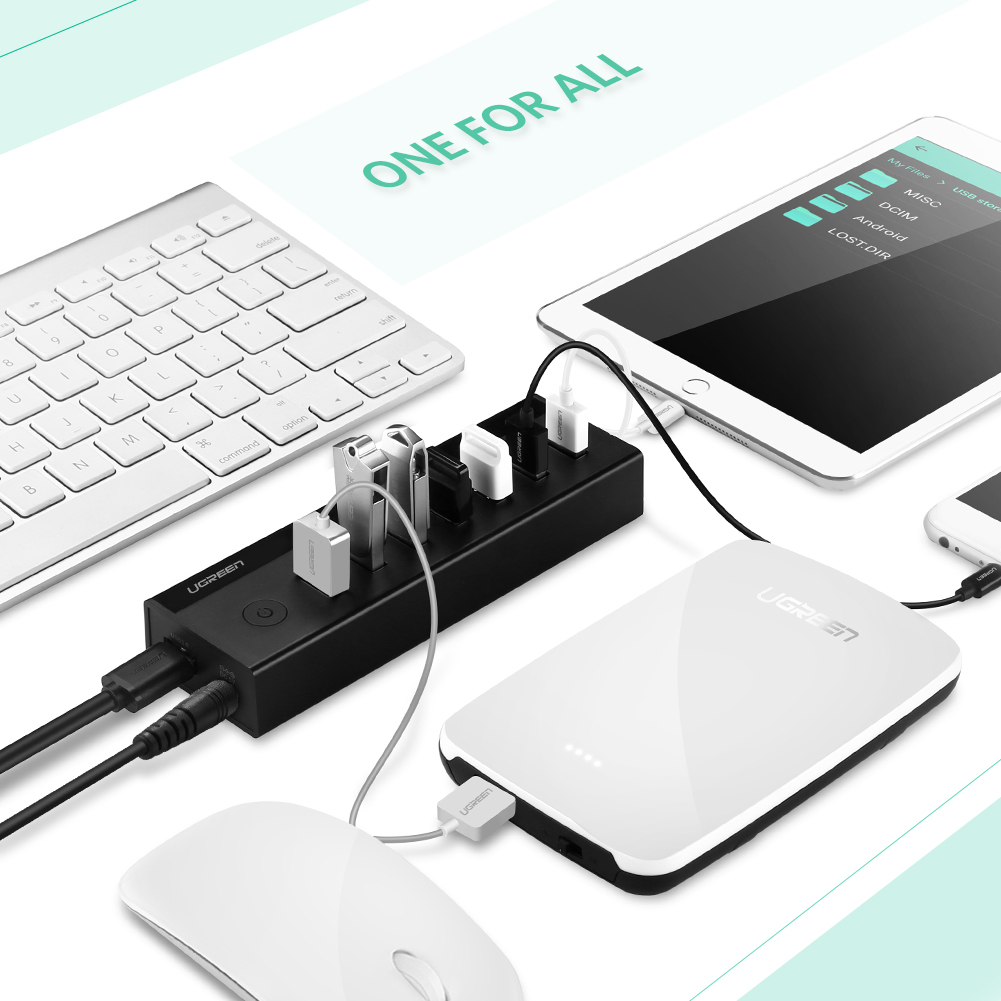 Bộ chia Hub USB 3.0 7 cổng nguồn 5V2A Ugreen 40522 Bộ chia Hub USB 3.0 7 cổng nguồn 5V2A Ugreen 40522