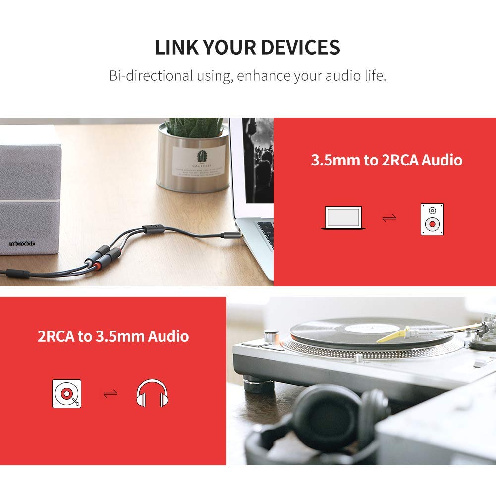 Cáp âm thanh 3.5mm to 2RCA (âm) Ugreen 10547 Cáp âm thanh 3.5mm to 2RCA (âm) Ugreen 10547