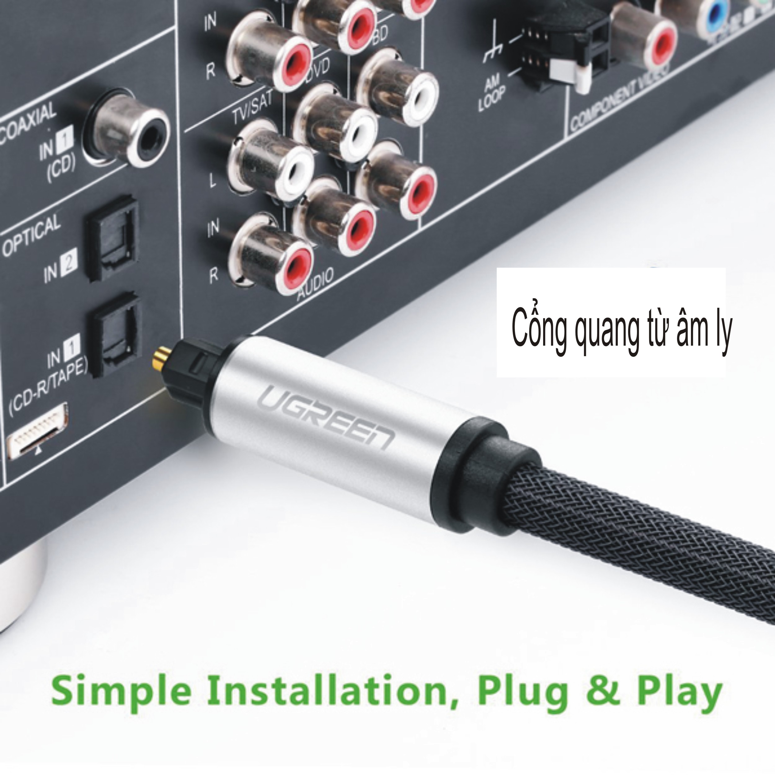 Cáp âm thanh Quang dài 1.5m (Toslink, Optical) Ugreen 10542 Cáp âm thanh Quang dài 1.5m (Toslink, Optical) Ugreen 10542