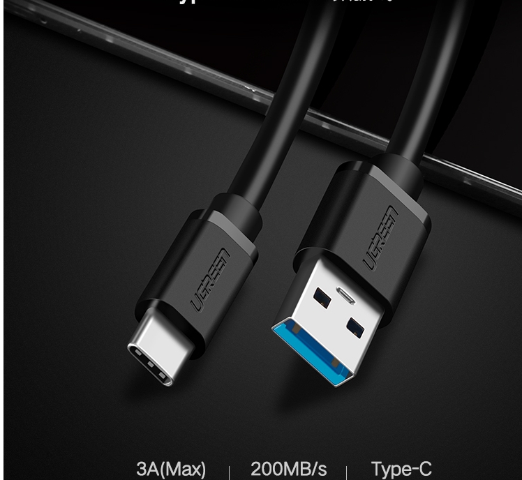 Cáp USB Type-C to USB 3.0 dài 2m Ugreen 20884 Cáp USB Type-C to USB 3.0 dài 2m Ugreen 20884
