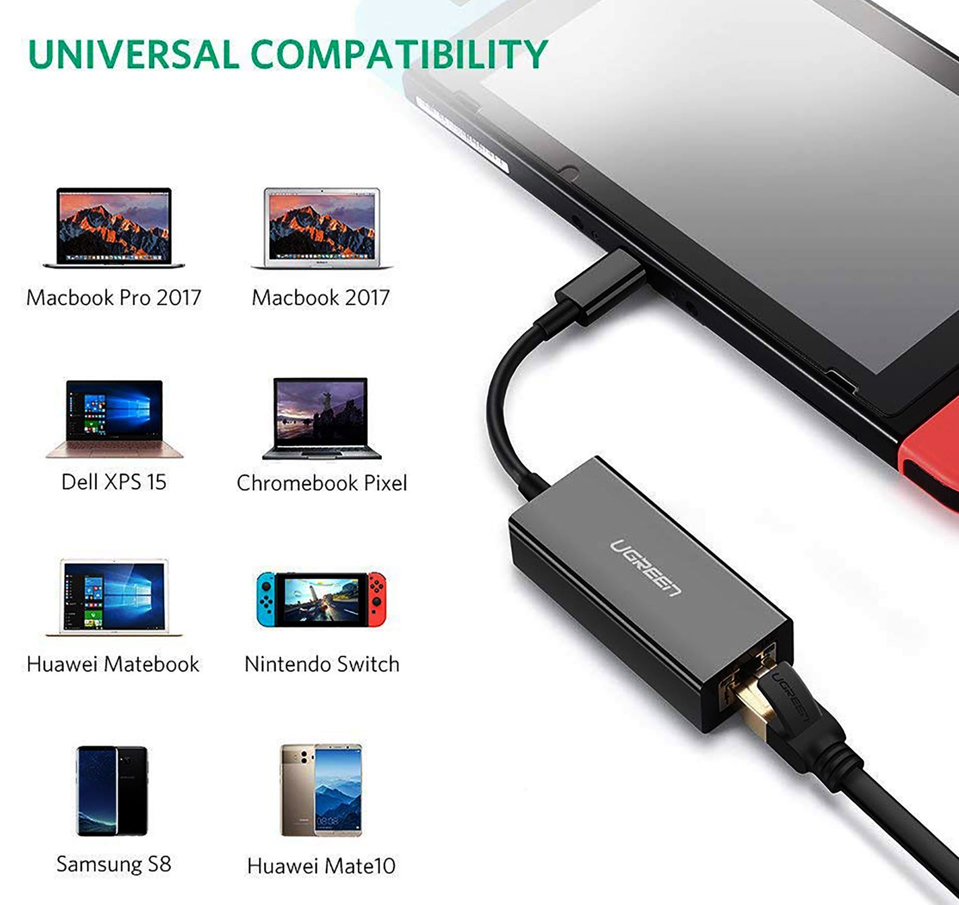 Cáp chuyển USB Type C to Lan 10/100Mb Ugreen 30287 Cáp chuyển USB Type C to Lan 10/100Mb Ugreen 30287