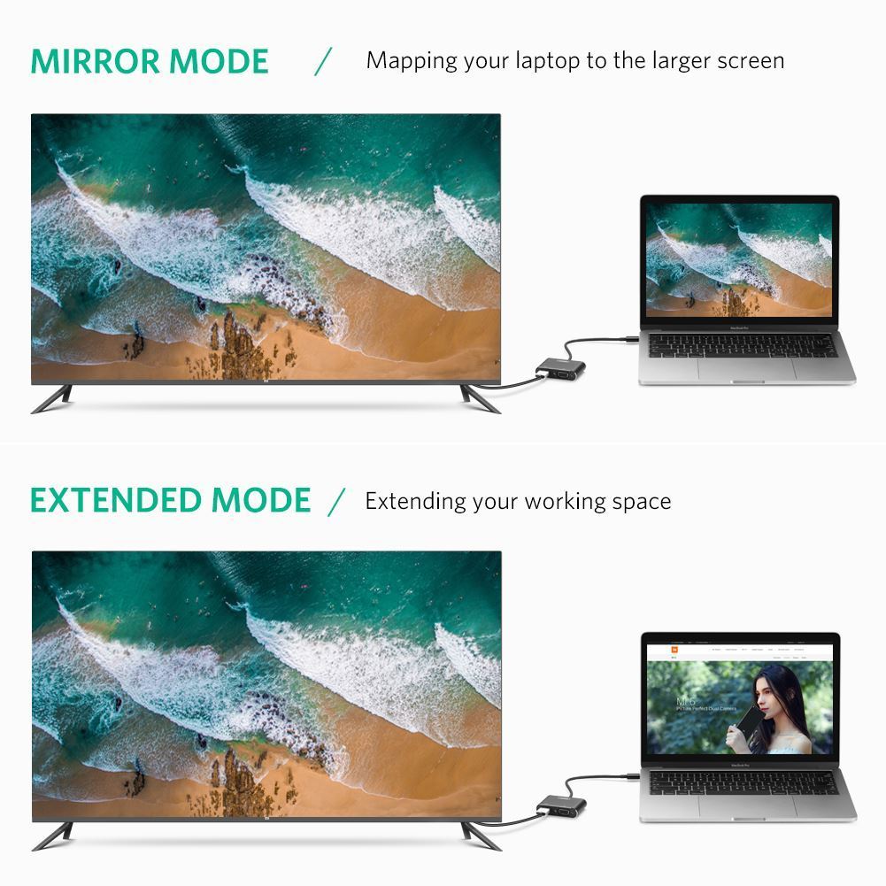 Cáp chuyển Type-C to HDMI và VGA Ugreen 50317 Cáp chuyển Type-C to HDMI và VGA Ugreen 50317