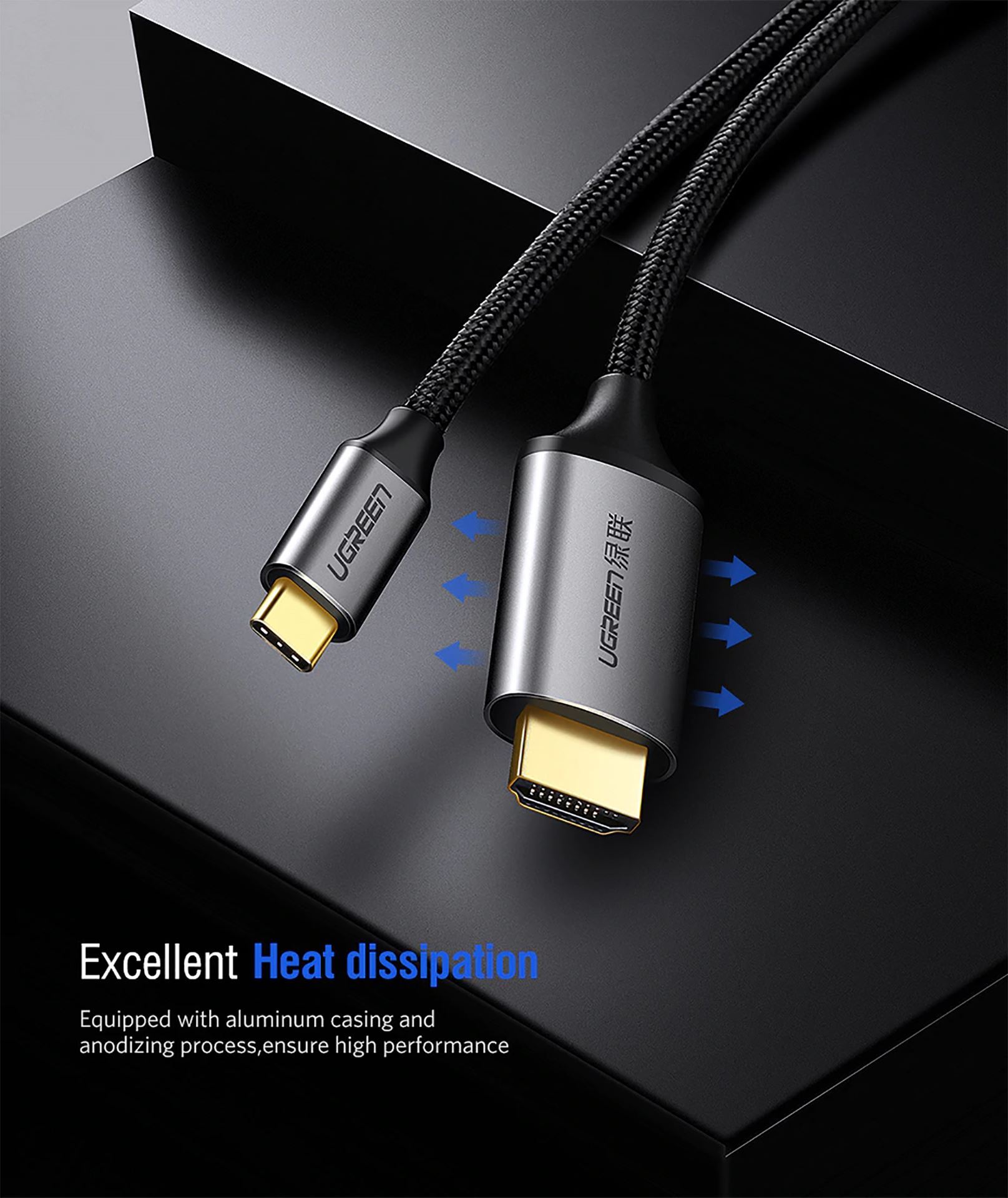 Cáp chuyển USB C to HDMI dài 1,5m hỗ trợ 4K 2K Ugreen 50570 Cáp chuyển USB C to HDMI dài 1,5m hỗ trợ 4K 2K Ugreen 50570